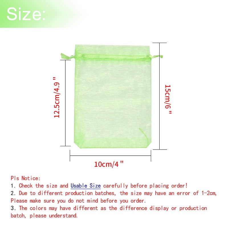 Bezall 100Pcs Organza Bags 4x6 Inch Sheer Drawstring Gift Bag, Light Green Organza Jewelry Pouches, Wedding Party Favor Pouches, Jewelry, Business, Christmas Party Favor Bags - Image 4